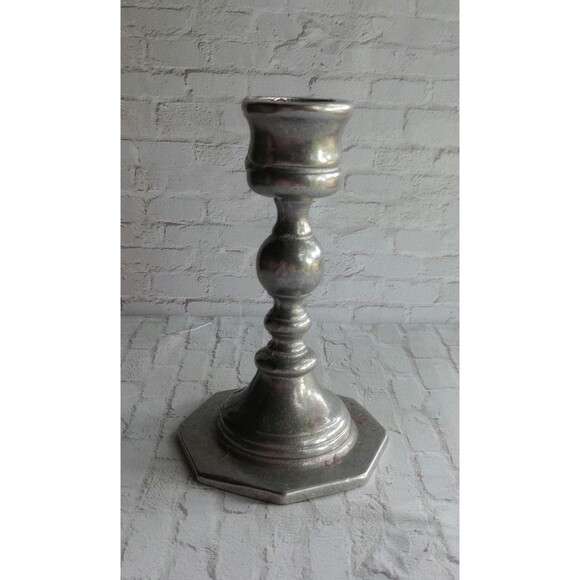 Pewter Candle Holder| Octagon Shape | - Picture 1 of 5